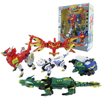神兽金刚5合1玩具套装儿童拼装变形机器人青龙白虎6合体玩具 五合体