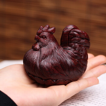 古珍印度小叶紫檀手工木雕十二生肖鸡手把件公鸡摆件礼品送长辈妈妈