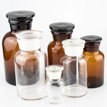 冰禹【京仓配送】玻璃广口瓶 加厚密封大口试剂瓶 玻璃药棉酒精瓶 BY-79C 透明250ml