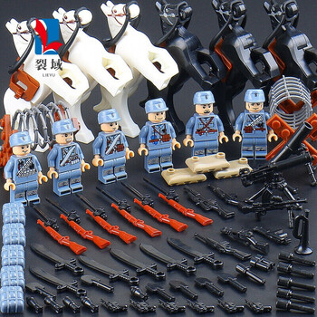 乐高积木八路军人仔军事特种兵小人男孩拼装积木玩具八路骑兵团6人配6