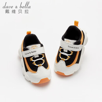 davebella戴维贝拉儿童运动鞋小童女童童鞋2021秋季男童鞋子老爹鞋轻便DBY19019黑色21（鞋内长13.8cm）