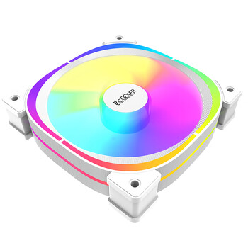 超频3（PCCOOLER）EF120 白色 ARGB 12CM机箱风扇（双光圈/减震低噪/PWM智能/5V神光同步/配螺丝）