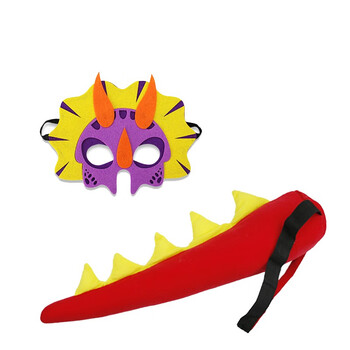 面具尾巴套装霸王龙独角龙火龙装扮道具恐龙立体尾巴 三角龙面具 尾巴