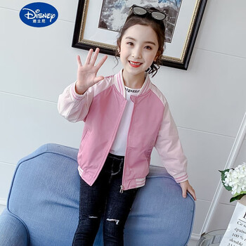 迪士尼儿童棒球服春秋新款女童夹克612岁中大儿童韩版休闲外套十岁小