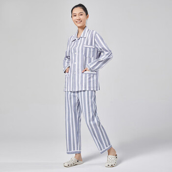 医院病号服女衬衫睡衣cos病人装扮道具服棉套装患者护理服 浅灰长袖