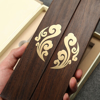 弘梅【全网低价】黑梓木祥云镇尺镇纸 黄铜实木毛笔书法学生压纸文镇 礼品礼盒包装镇尺