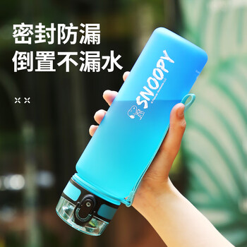 史努比（SNOOPY）儿童水杯夏季便携大容量耐摔防漏喝水杯男女小学生一键直饮杯子蓝