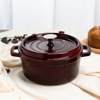 焱造珐琅 24口径珐琅锅多功能煲汤明火无涂层铸铁锅家用经典红加厚