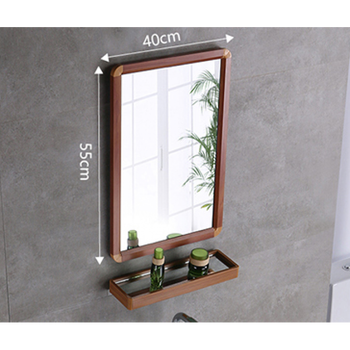 洗手间洗脸盆梳妆镜子洗漱简约卫生间镜柜浴室挂墙式置物架镜柜木色