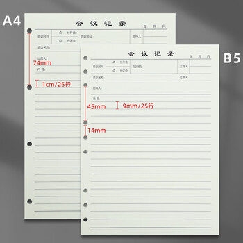 嘉然恒 活页会议记录笔记本子替换内芯 9孔16K仅内芯80张160页/本
