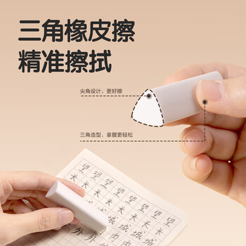 得力（deli）真集屑三角橡皮擦开学文具小学生专用擦字成线干净不留痕儿童素描美术橡皮 5块装白色高考祝福礼物