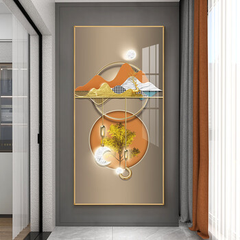 玄关画竖版进门入户过道走廊挂画抽象大气晶瓷背景墙壁画b款60120cm晶