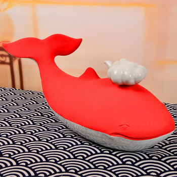 景德镇陶瓷鲸鱼瓷器现代艺术摆件家居装饰品工艺品 红色鲸鱼