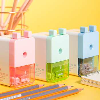 得力（deli）简约式学生削笔机/铅笔削笔器/卷笔刀/转笔刀学生儿童学生文具生日开学礼物蓝色