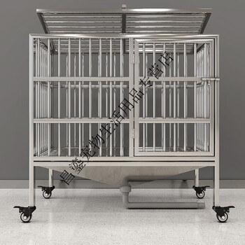 大型犬不锈钢狗笼带厕所漏斗托盘小中型犬狗笼子特大号子母笼折叠