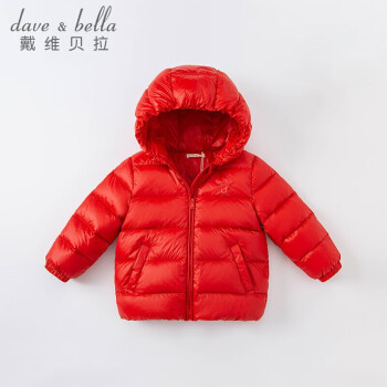 davebella戴维贝拉童装2021冬季儿童羽绒服男童外套女童轻薄洋气上衣DBZ16128红色90cm