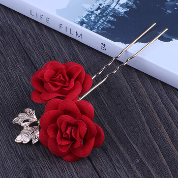 韩式新娘头饰红色发饰结婚敬酒中式礼服玫瑰花朵发簪旗袍配饰品一个 图片价格品牌报价 京东