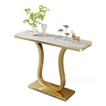 轻奢岩板玄关桌子靠墙铁艺客厅入户装饰端景台玄关台条案现代简约劳伦