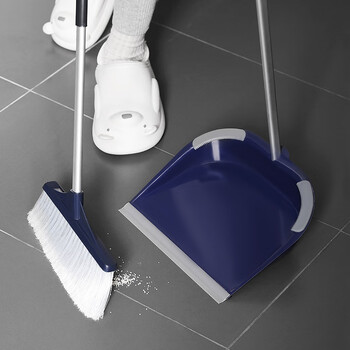 伊司达扫把簸箕套装 家用扫地扫帚2件套金属铁畚斗组合防风梳齿簸箕