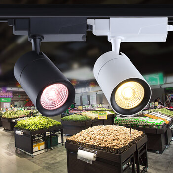 生鲜灯led水果店熟食专用灯猪肉红光蔬菜灯卤菜超市两线轨道射灯 黑色