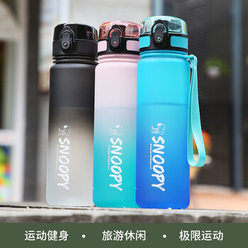史努比（SNOOPY）儿童水杯夏季便携大容量耐摔防漏喝水杯男女小学生一键直饮杯子蓝