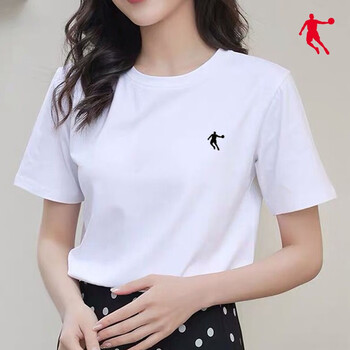 乔丹短袖t恤女2022夏季新款女士小logo休闲百搭女装健身上衣时尚t恤