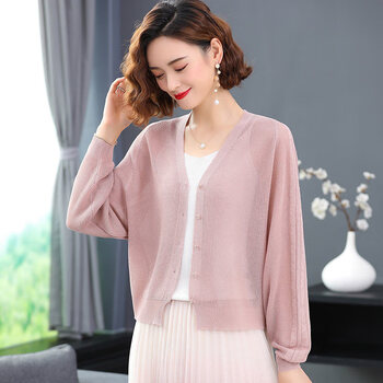 轻奢品牌新品女装晒衣外搭女士夏季小款外套薄款外披冰丝针织开衫吊带