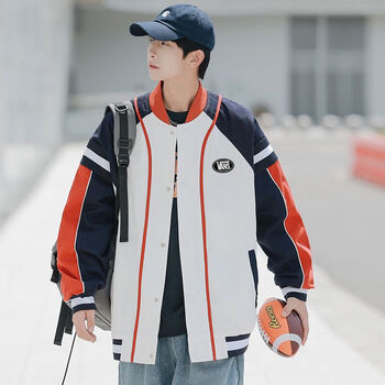 潮牌vans秋新款学院风落肩袖棒球服夹克男女万斯休闲立领长袖外套