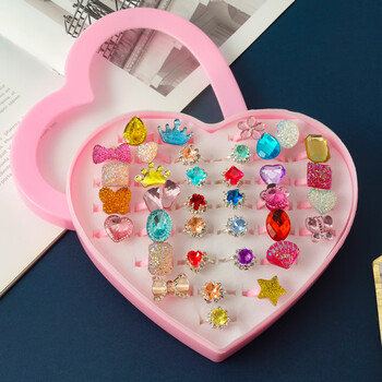 敦弥儿童戒指公主可爱小女孩钻石卡通首饰女童宝宝玩具爱莎女水钻指环