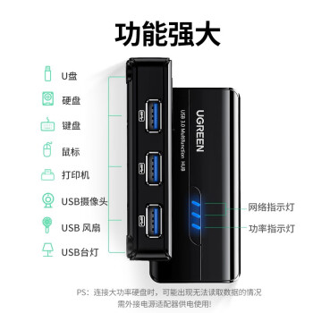 绿联 USB转千兆网口扩展坞 笔记本外置有线网卡转换器网线转接头3.0分线器适用苹果华为联想电脑拓展坞