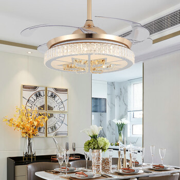 opudg现代餐厅风扇灯家用客厅卧室变频蓝牙一体吊顶风扇灯42寸变频款