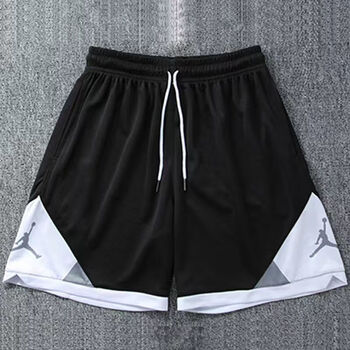 乔丹aj美式aj飞人裤男女款速干五分裤训练跑步 飞人短裤-黑色 5xl185