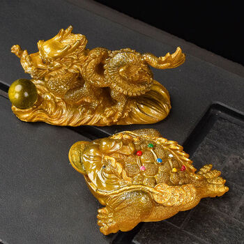 金龙茶具茶道配件变色茶宠吉祥进宝 飞龙在天(金色) 开运金蟾(金色)