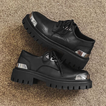 情侣铁头德比鞋男女款厚底增高英伦大头增高情侣通勤休闲皮鞋黑色39