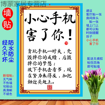 放下手机看书不吃学习的苦就生活苦标语戒怒自律坚持装饰字画墙贴欧琪