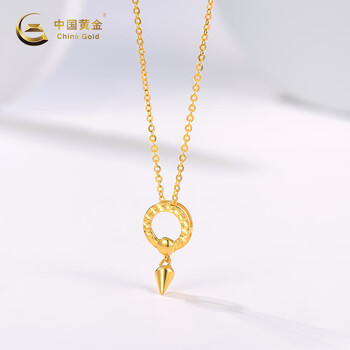 中国黄金足金追心之链黄金项链小众设计时尚简约送女友送朋友计价约