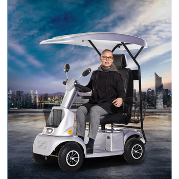 老年人四轮电动代步车残疾人助力家用小型成人电瓶车带棚 棚 600瓦