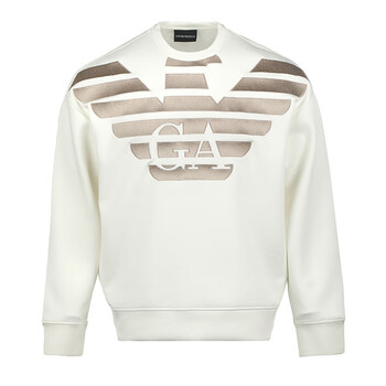 emporio armani)23ss新品大鹰标刺绣图案圆领宽松男士套头卫衣3r1mdh1