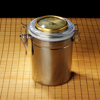 烟丝保湿罐烟丝盒大容量密封罐带湿度计加湿器不锈钢雪茄保湿桶筒 cg