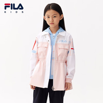fila斐乐童装女童马甲外套两件套2022年春季款儿童时尚运动上衣140