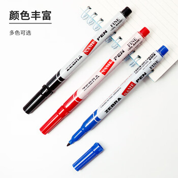斑马牌（ZEBRA）MO-12A1-SNZ-BK 油性记号笔小单头标签记号笔 黑色 单支装