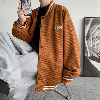 感飞行员棒球服男秋季ins港风运动外套韩版潮流春秋休闲夹克深棕色s85