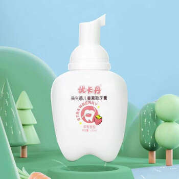 优卡丹儿童慕斯牙膏按压含氟防蛀益生菌宝宝换牙期洁牙慕斯小学生312