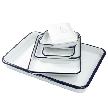 海斯迪克 HKCL-267 搪瓷托盘 白色实验室化工消毒盘 方形盘 加厚平底 单个25*30