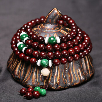 小叶紫檀手串108颗佛珠念男女款手链印度檀香文玩貔貅手链皮丘6mm干青