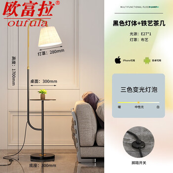 欧富 北欧落地灯时尚轻奢客厅卧室灯简约后现代沙发茶几灯个性创意立式led灯具 黑色灯体+铁艺茶几【图片 价格 品牌 报价】-京东