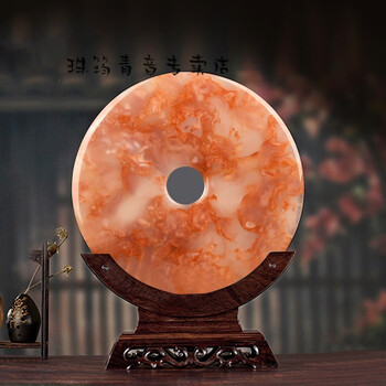 平安扣摆件天然玉石摆件送朋友乔迁新居礼品红花冰玉石平安扣摆件客厅