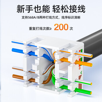 山泽六类网络模块 CAT6千兆网线面板非屏蔽免打模块 RJ45水晶头母座电脑网线镀金连接头直通头 WMD-006