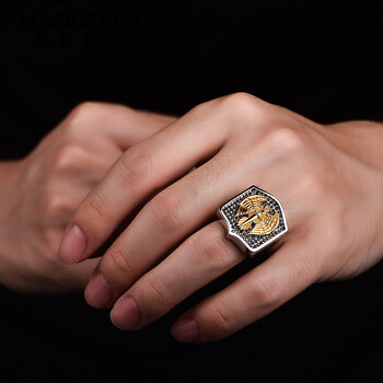 玛莎梅拉高端品牌珠宝戒指男复古鹰之剑男士单身指环宽简约个性潮人