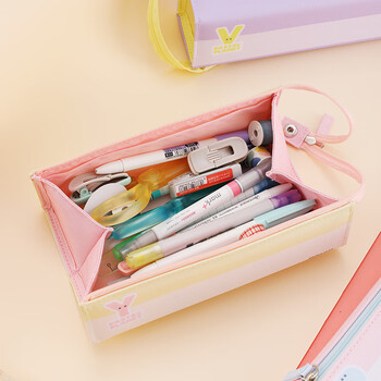 国誉（KOKUYO）淡彩星球·C2-R文具笔袋大容量铅笔收纳盒 内含侧袋 黄色1个 WSG-PCJ23Y